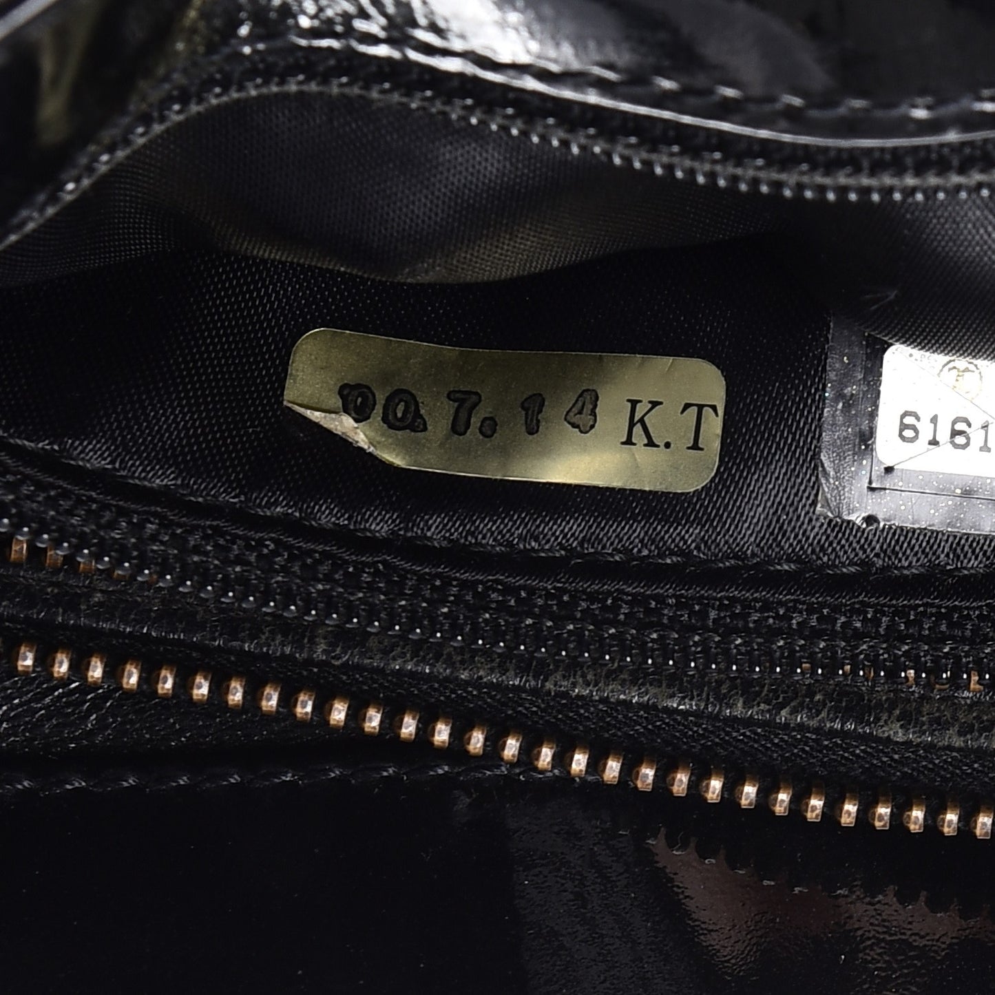 Patent Diamond Stitched Shoulder Bag Black