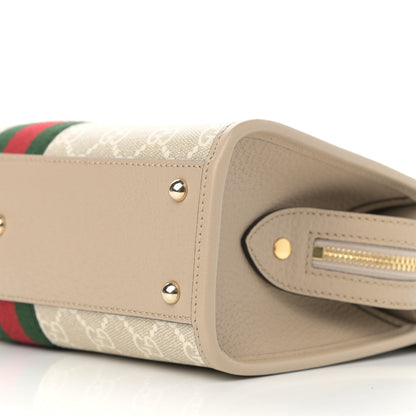 Gucci GG Supreme Monogram Textured Dollar Calfskin Web Small Ophidia Slip Handle Tote Beige Mystic White Oatmeal 10 of 11