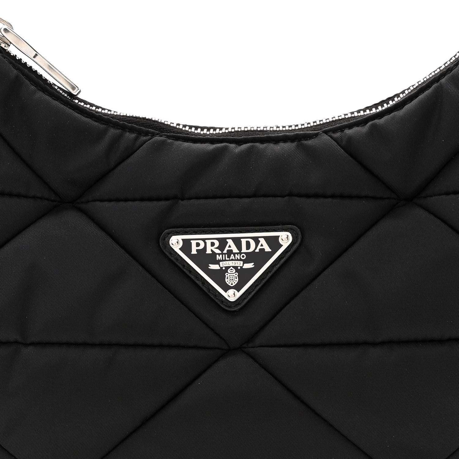 Prada Re-Nylon Triangle Padded Patchwork Shoulder Bag Black 8 of 10