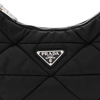 Prada Re-Nylon Triangle Padded Patchwork Shoulder Bag Black 8 of 10