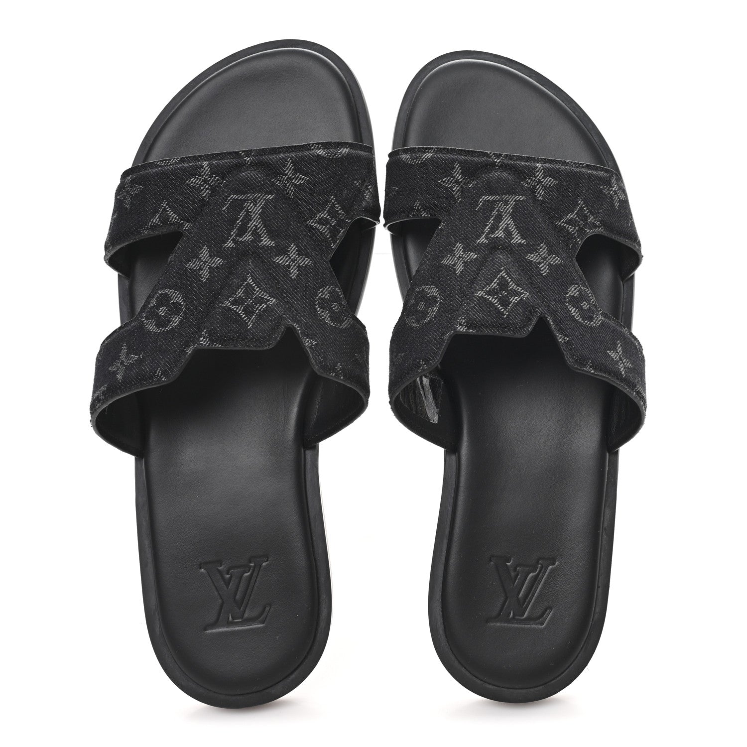 Louis Vuitton Monogram Denim Mens LV Oasis Mules 8.5 Black 2 of 9
