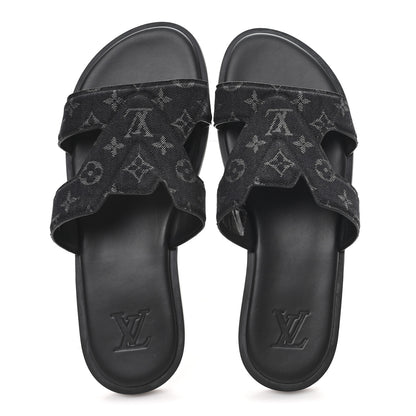 Louis Vuitton Monogram Denim Mens LV Oasis Mules 8.5 Black 2 of 9