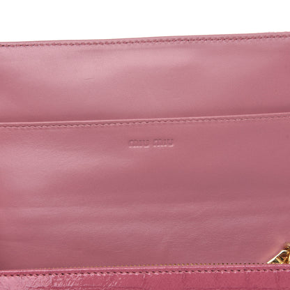 Miu Miu Patent Embossed Crocodile Continental Wallet Pink 6 of 9