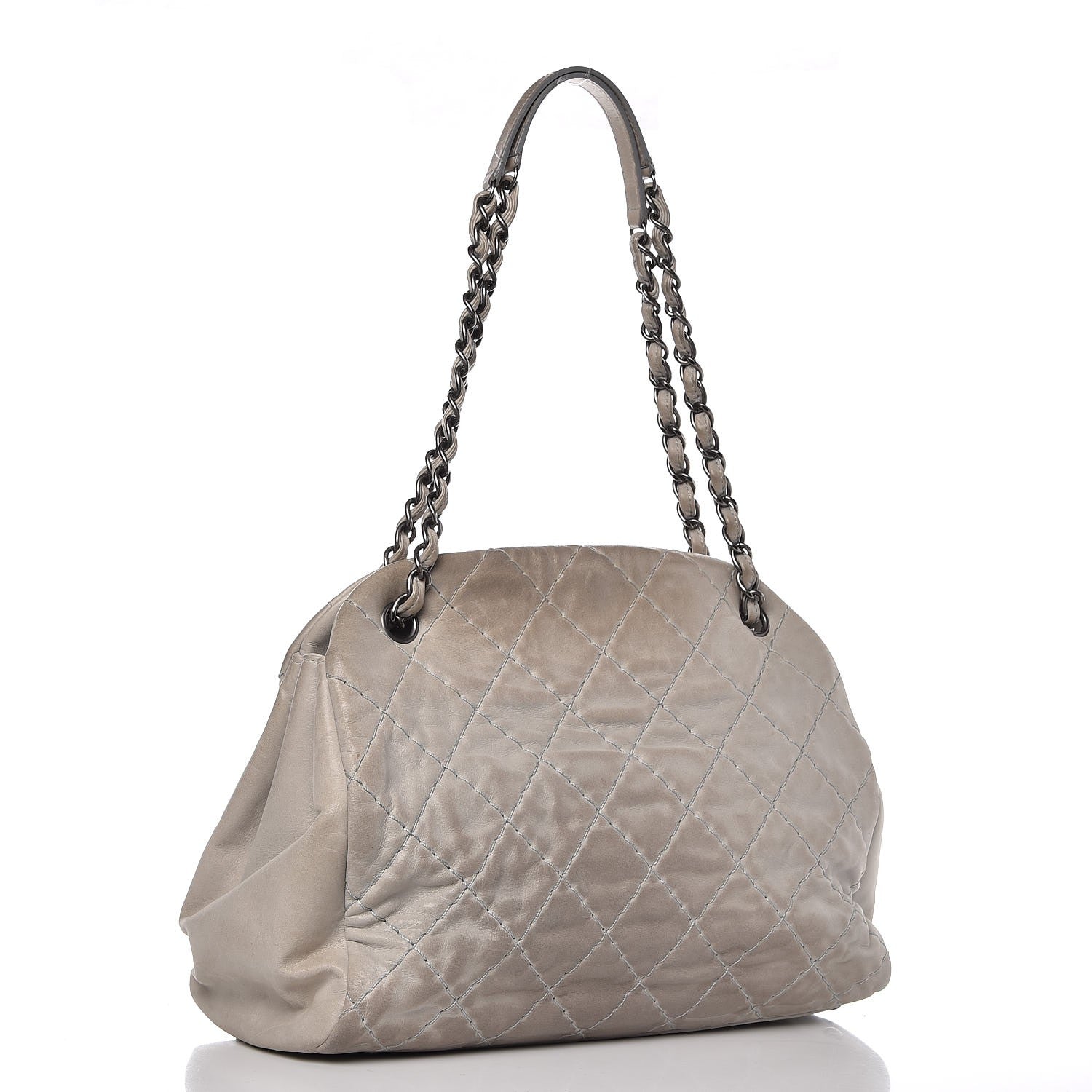 Chanel Iridescent Calfskin Large Just Mademoiselle Grey 3 of 17