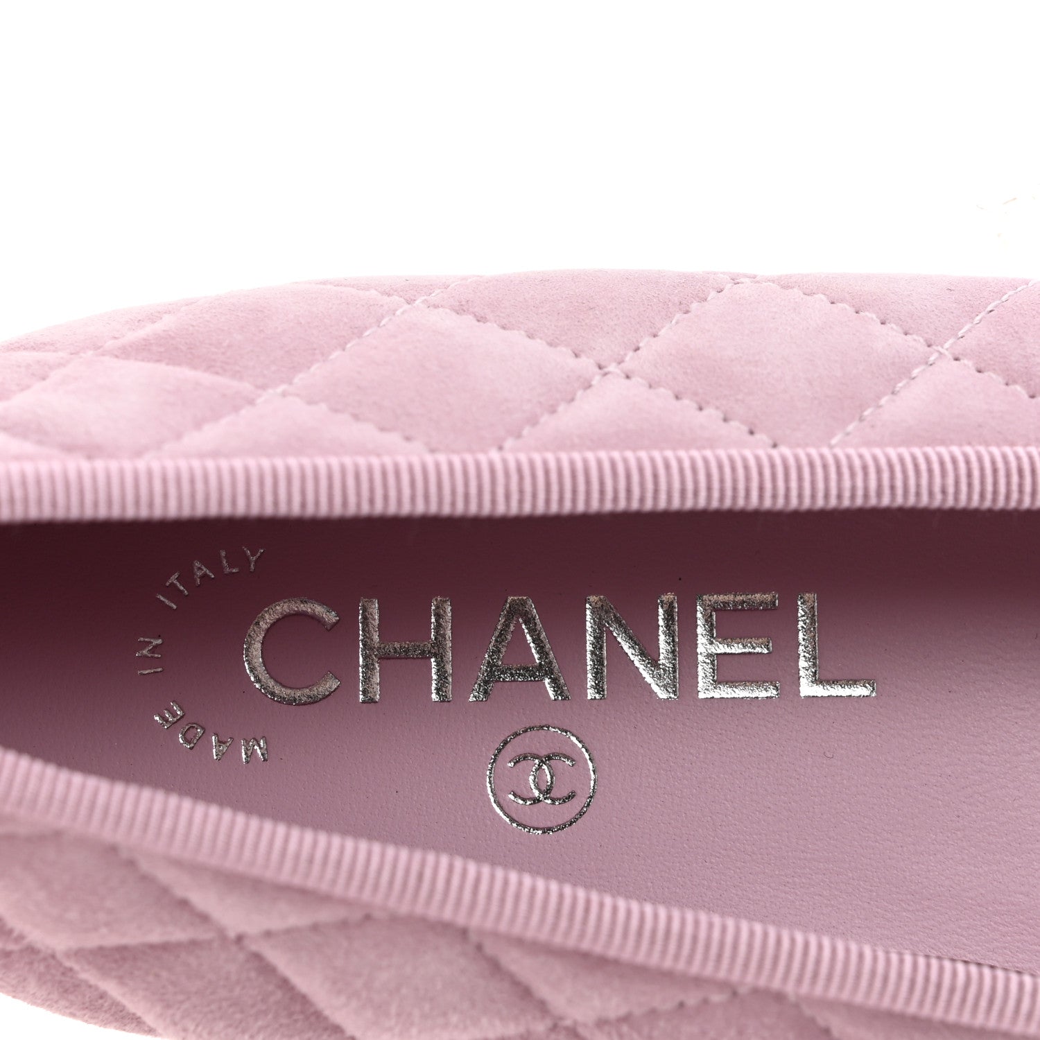 Chanel Suede Kidskin Quilted Cap Toe CC Ballerina Flats 38.5 Light Pink 8 of 10