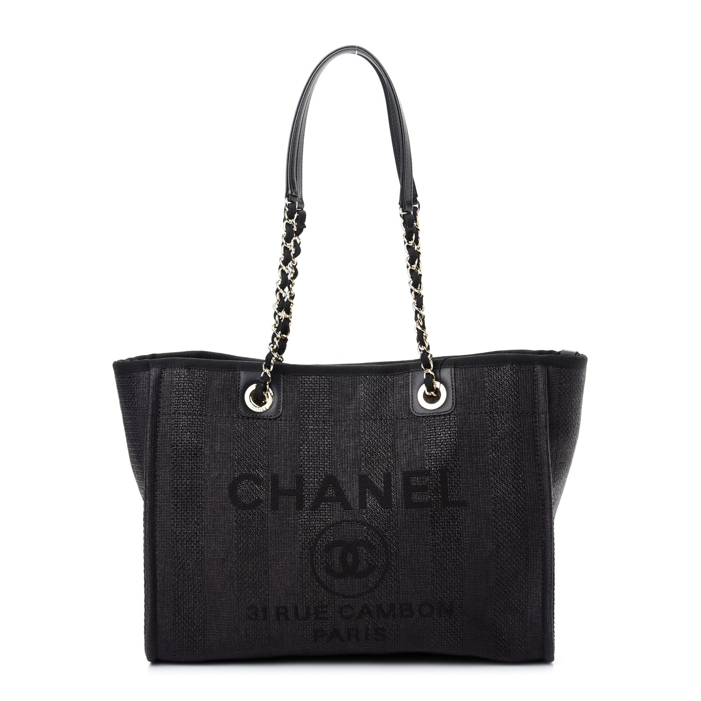 Mixed Fibers Striped Small Deauville Tote Black
