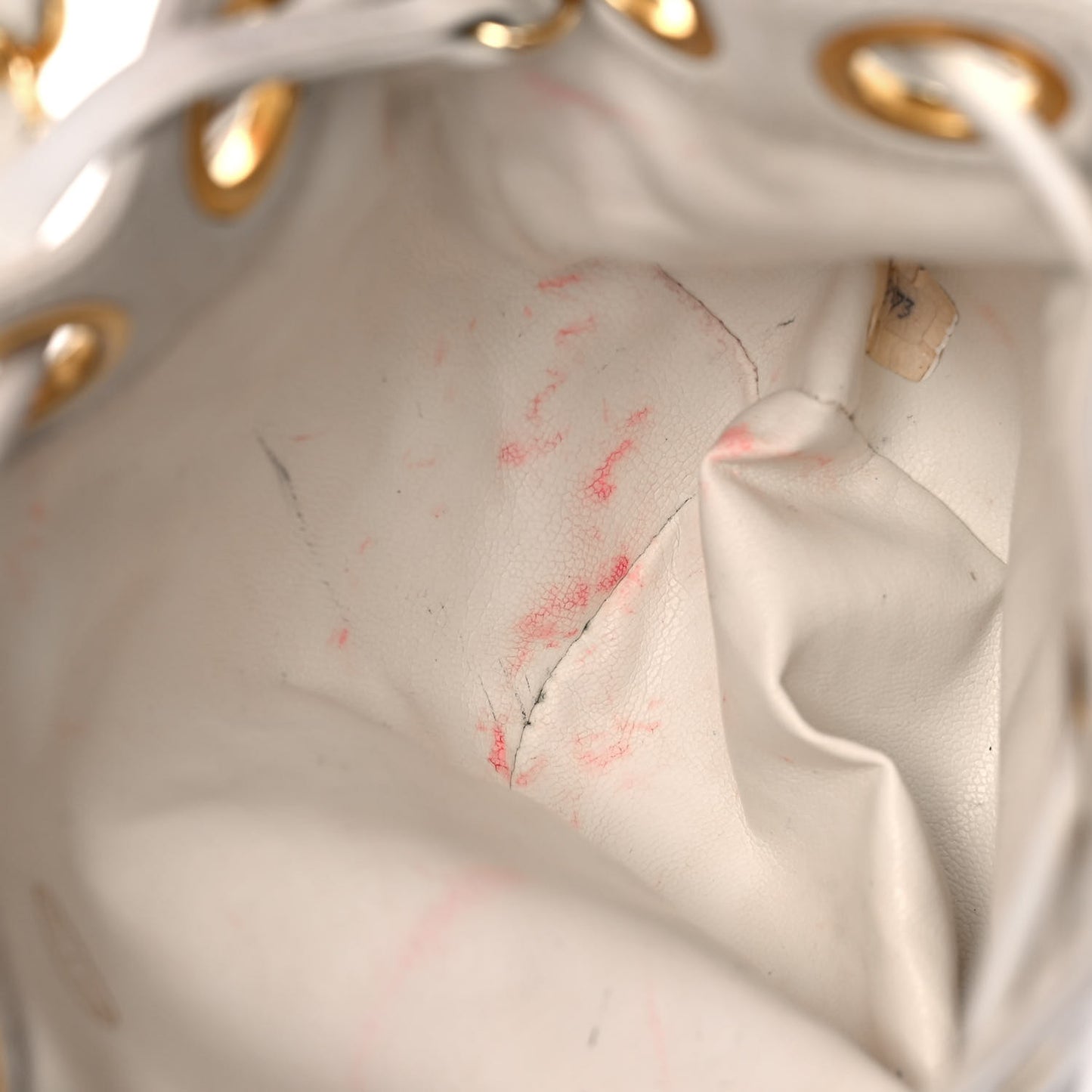 Calfskin Quilted CC Drawstring Bag White