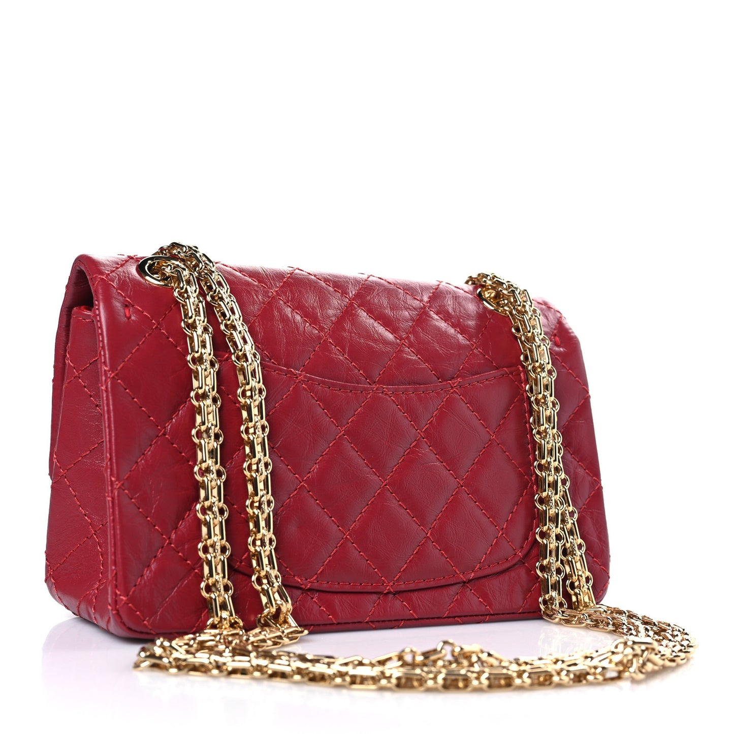 Aged Calfskin Quilted 2.55 Reissue Mini Flap Red