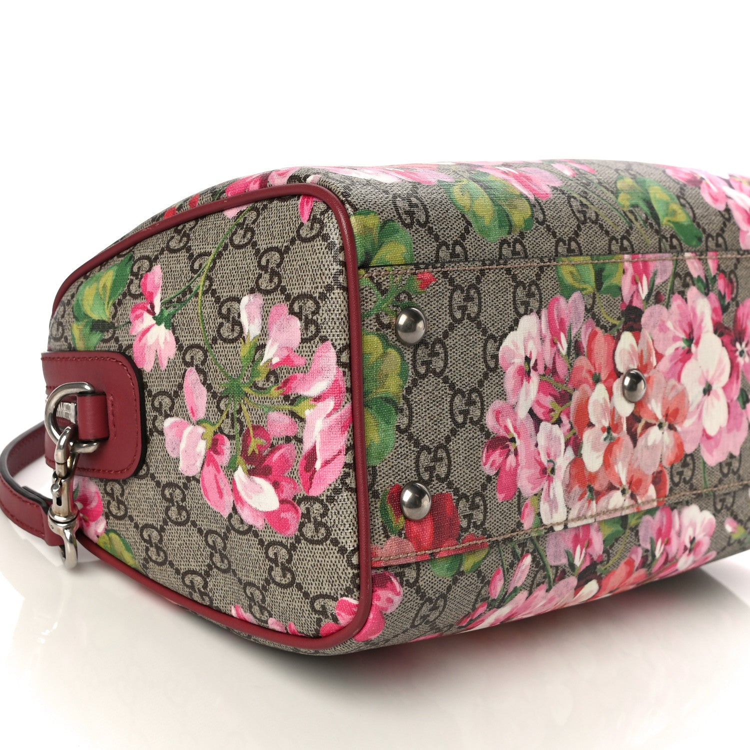 Gucci GG Supreme Monogram Blooms Small Boston Beige Multicolor Dry Rose 9 of 11