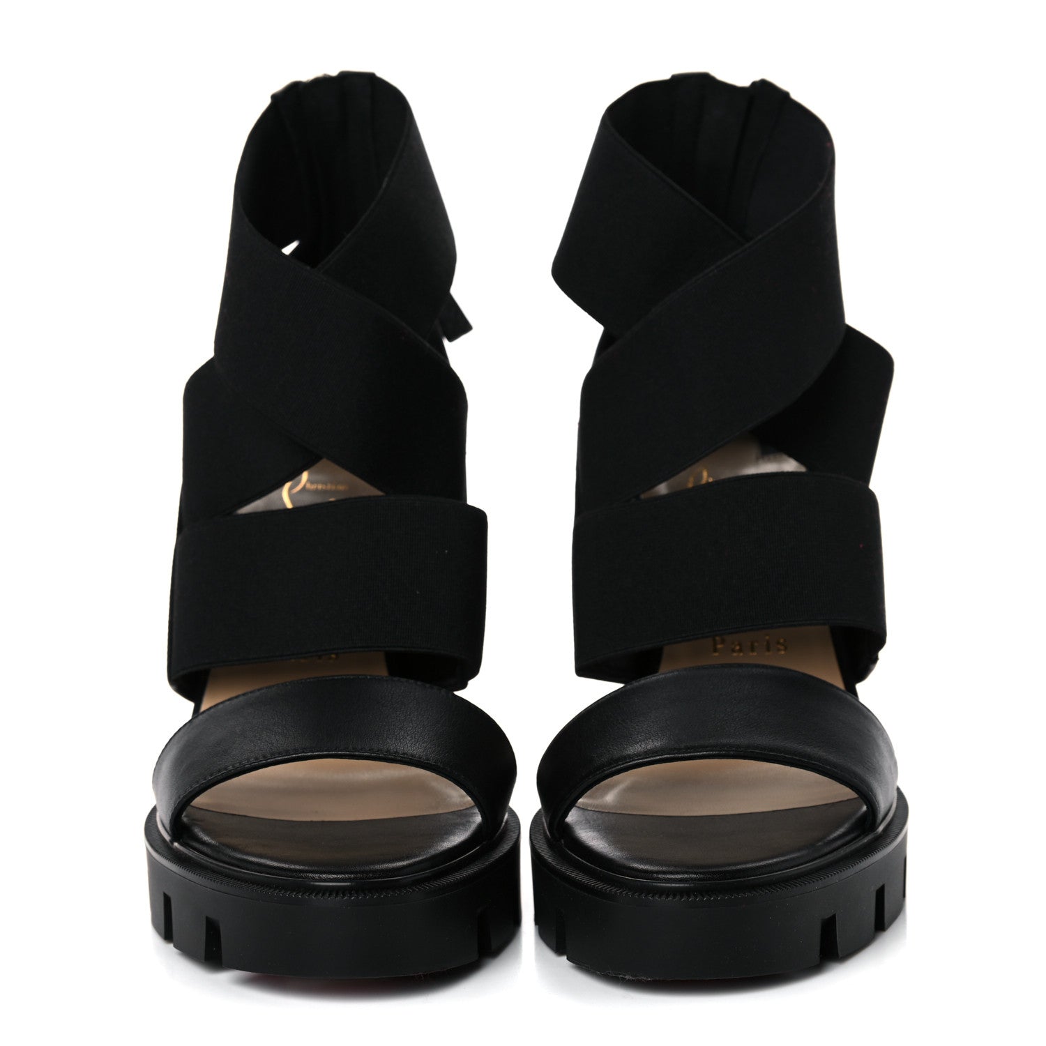 Christian Louboutin Calfskin Patrouiagoma 100 Platform Sandals 38.5 Black Nickel 2 of 10
