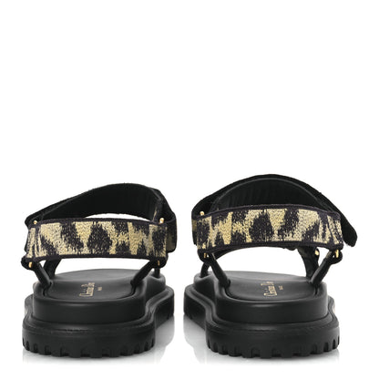 Christian Dior Canvas Embroidered Mizza Print 10mm D-Wave Sandals 37 Beige Multicolor 6 of 11