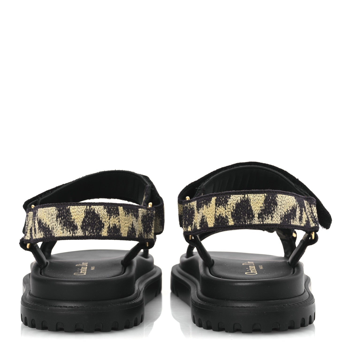 Christian Dior Canvas Embroidered Mizza Print 10mm D-Wave Sandals 37 Beige Multicolor 6 of 11