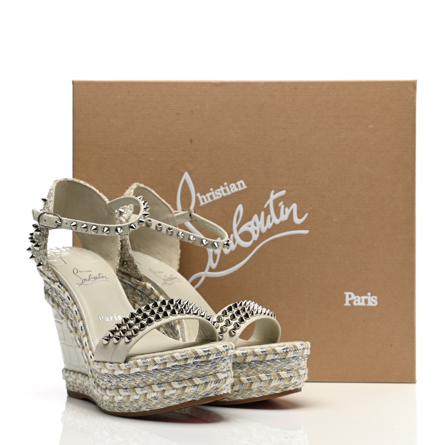 Calfskin Crocodile Embossed Madmonica 120 Wedge Sandals 38 Chalk