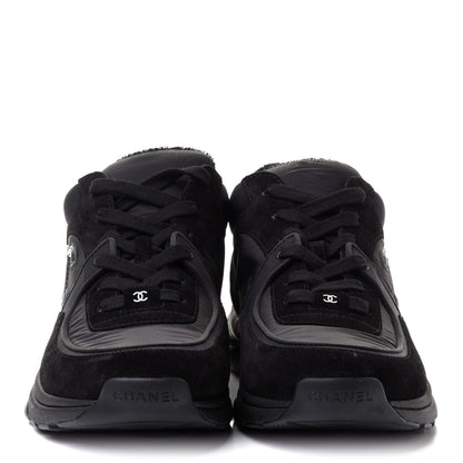 Chanel Nylon Calfskin Suede CC Sneakers 41 Black 2 of 9