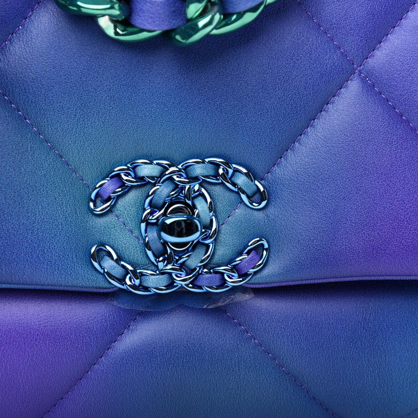 Tie Dye Calfskin Quilted Medium Chanel 19 Flap Blue Purple