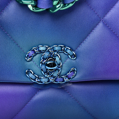 Chanel Tie Dye Calfskin Quilted Medium Chanel 19 Flap Blue Purple 10 of 10