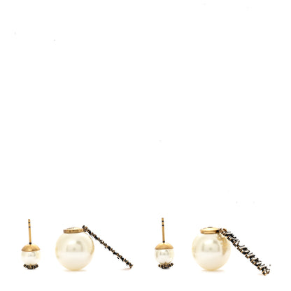 Christian Dior Pearl Crystal J'Adior Tribales Earrings Antique Gold 3 of 5
