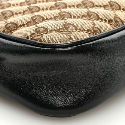 Gucci Monogram Matelasse Diagonal Small GG Marmont Chain Shoulder Bag Beige Black 5 of 10
