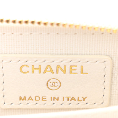 Chanel Tweed Quilted Bow Flap Card Holder On Chain White 6 of 10