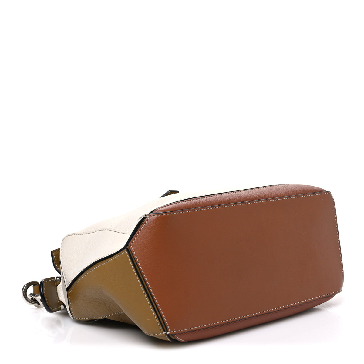 Calfskin Small Puzzle Bag Ochre Green Soft White