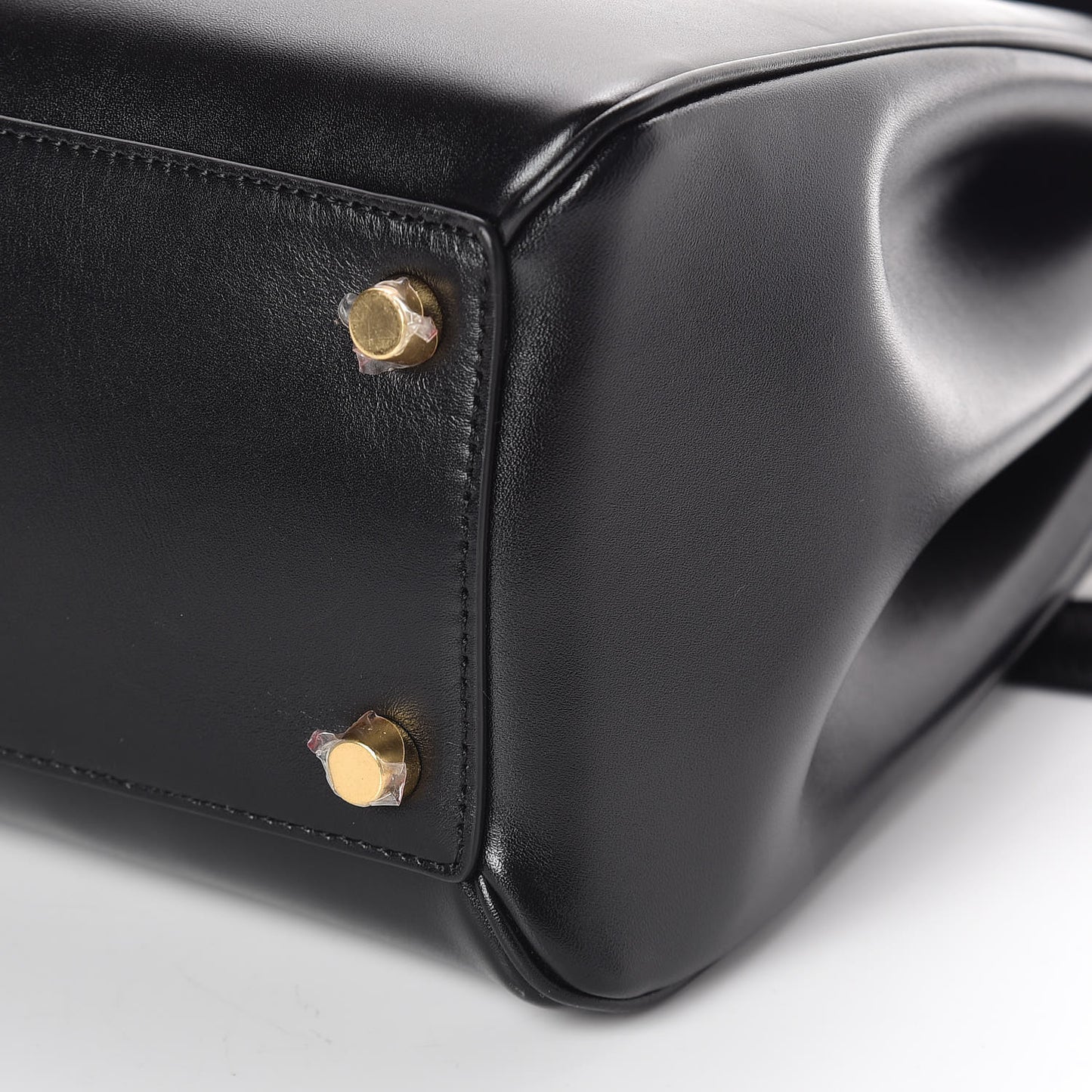 Satinated Calfskin Medium 16 Top Handle Bag Black