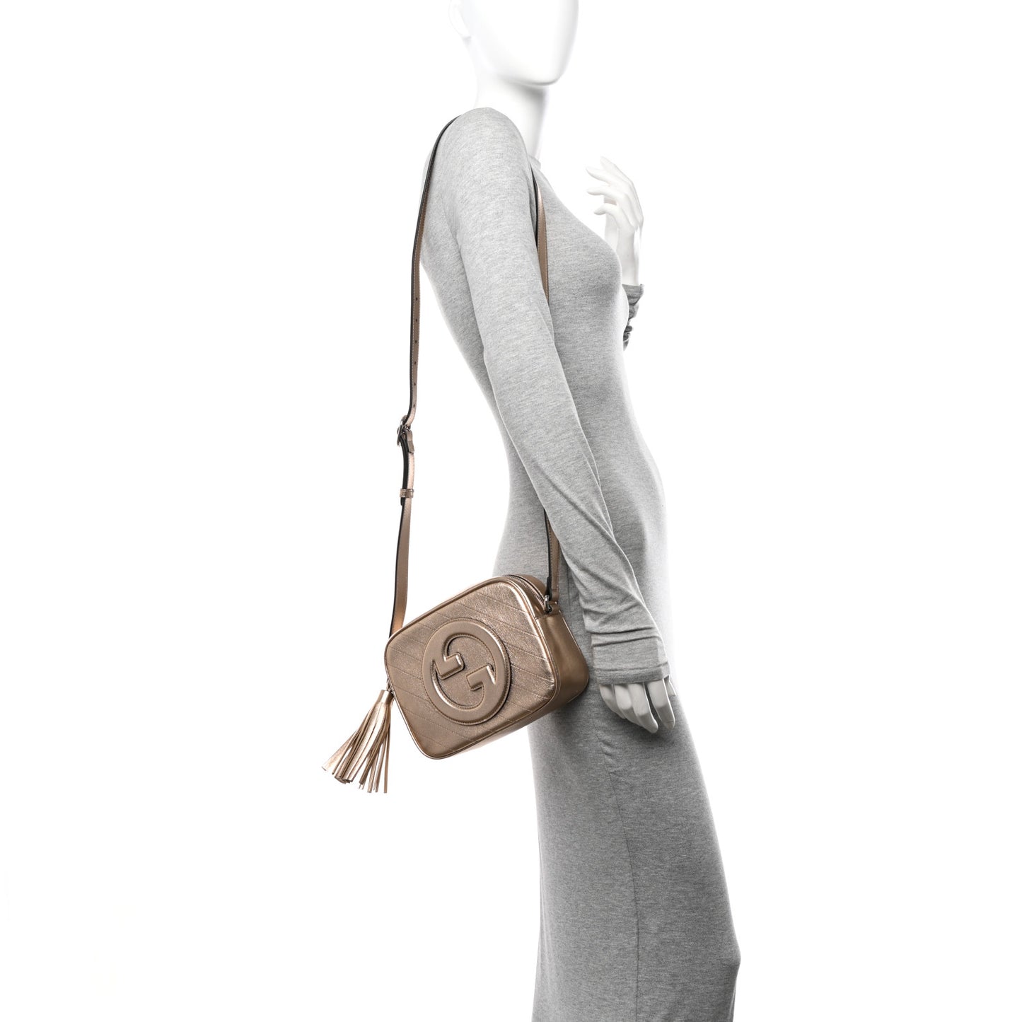 Metallic Sakai Be Green Calfskin Diagonal Stitched Small Blondie Shoulder Bag Golden Beige
