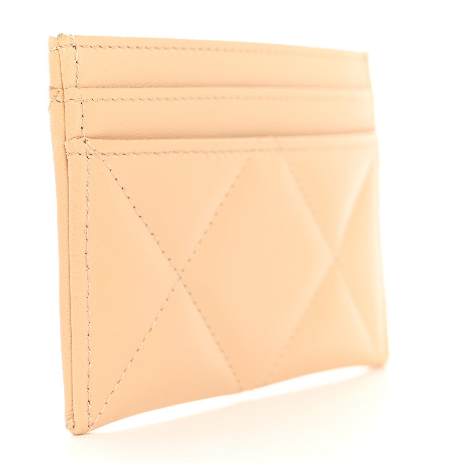 Chanel Lambskin Quilted Chanel 19 Card Holder Beige 3 of 8