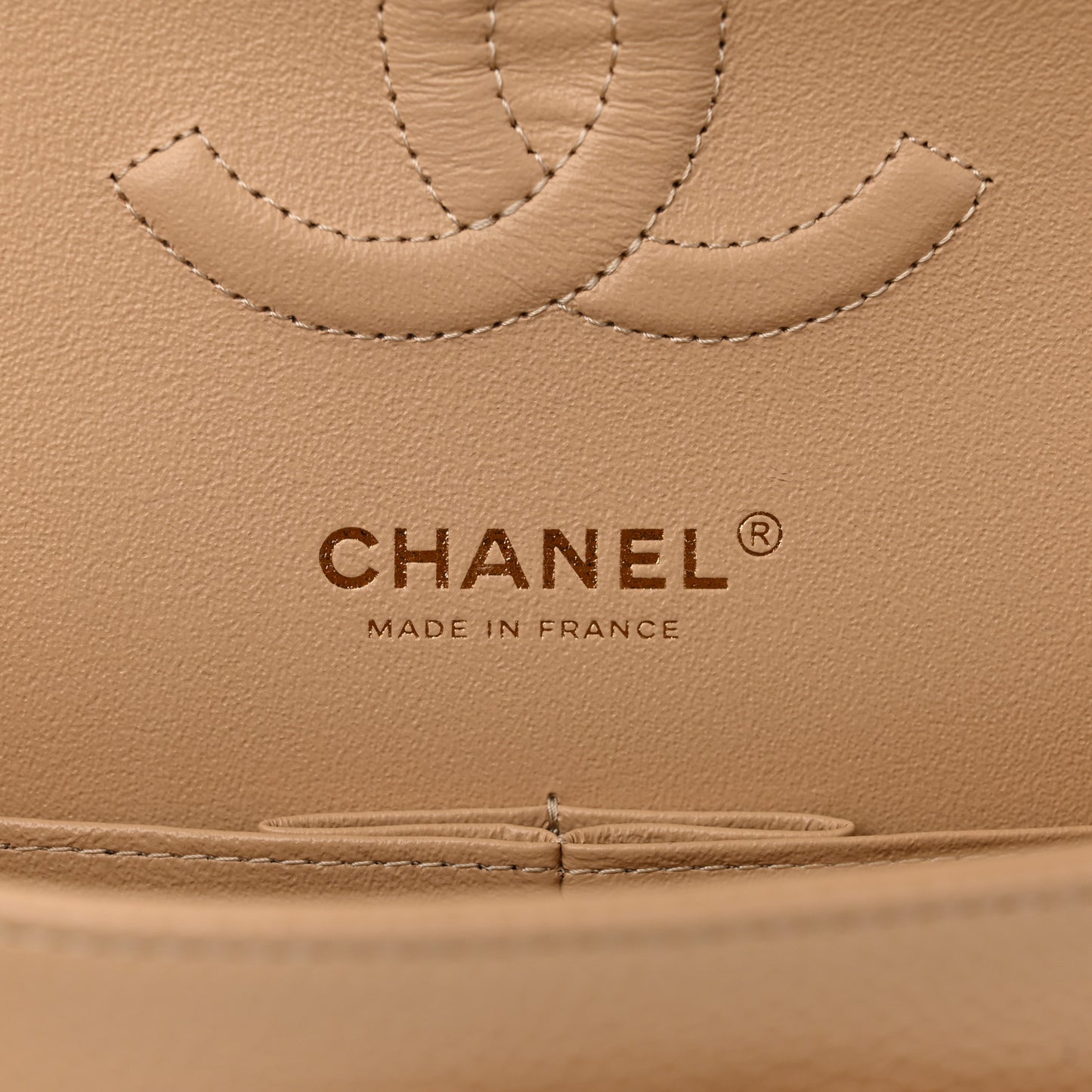 Caviar Quilted Medium Double Flap Beige