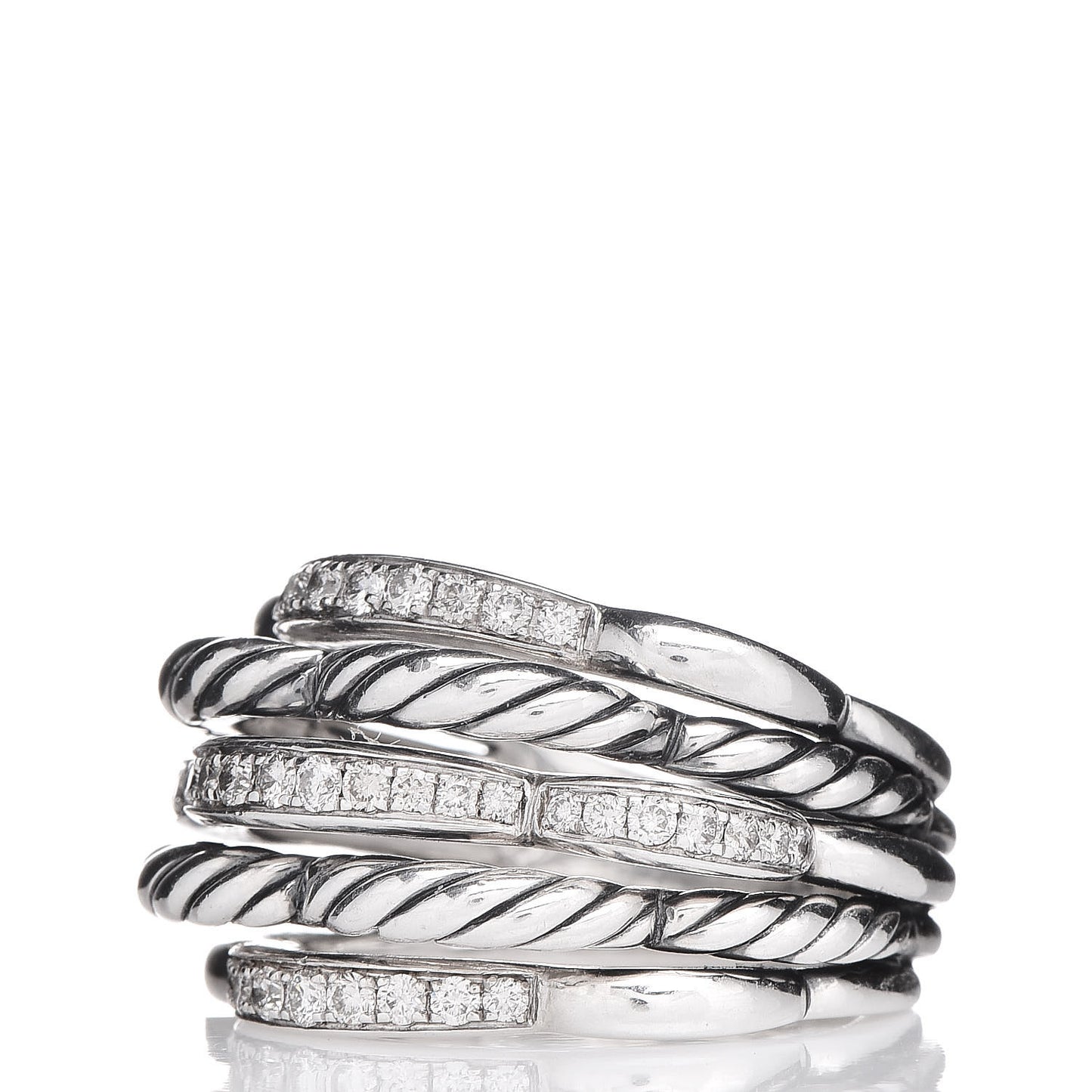 Sterling Silver Diamond 15mm Tides Dome Ring 52 6