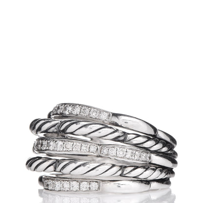 David Yurman Sterling Silver Diamond 15mm Tides Dome Ring 52 6 3 of 5