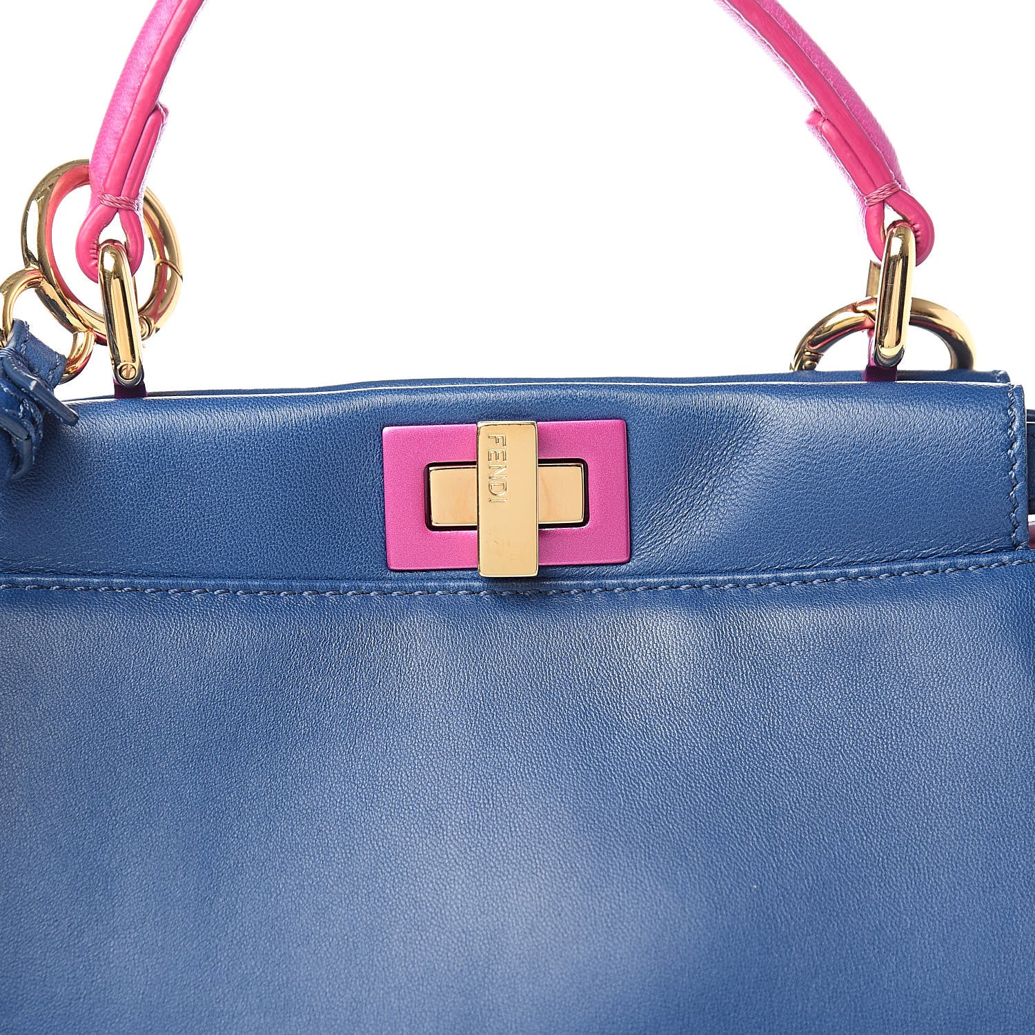 Fendi Nappa Colorblock Mini Peekaboo Iconic Satchel Iris Magenta Bubblegum 13 of 13