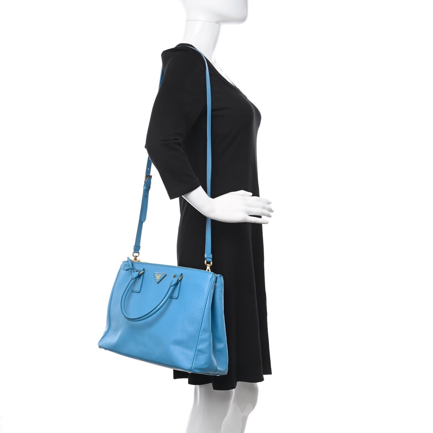 Saffiano Medium Galleria Double Zip Tote Turchese