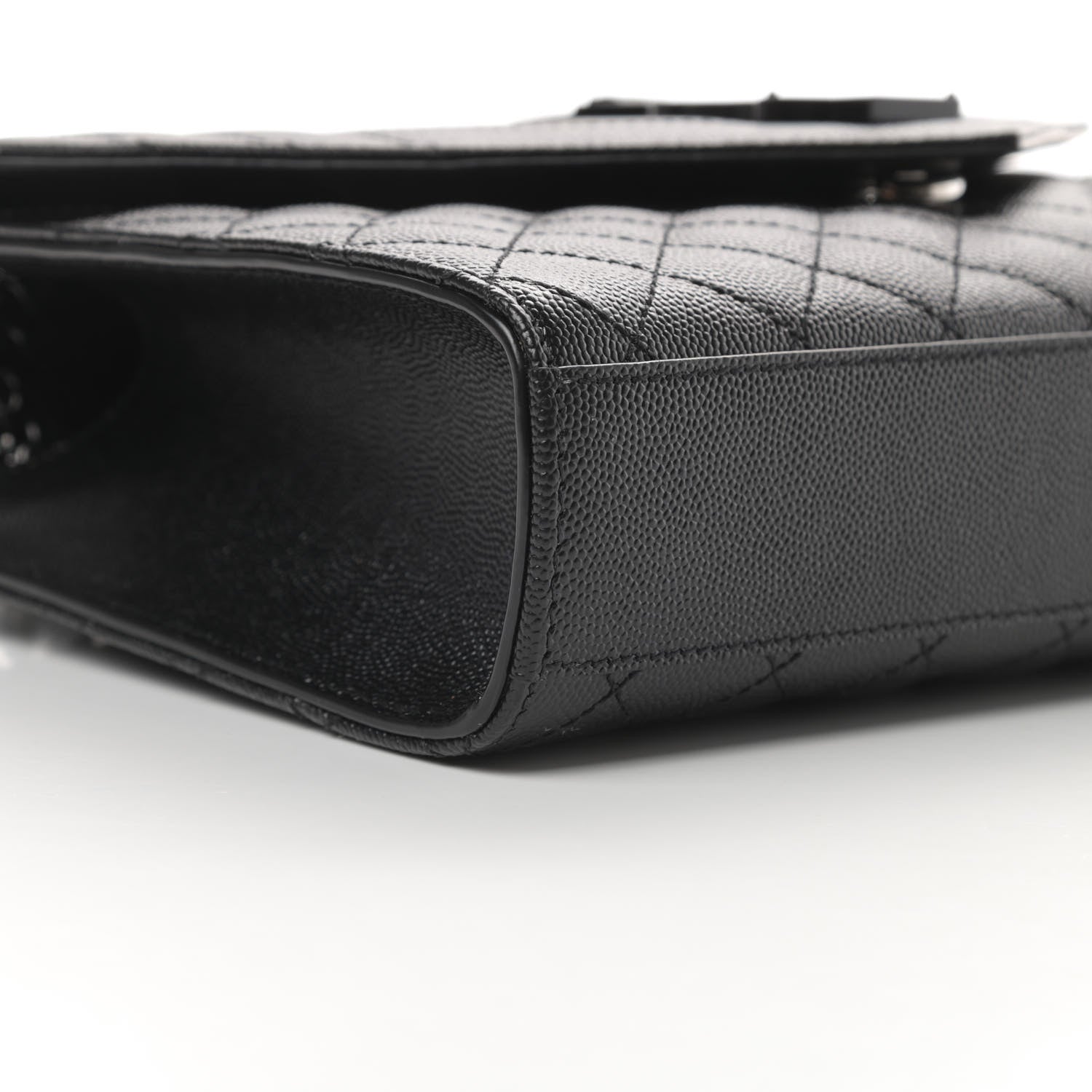 Saint Laurent Grain De Poudre Textured Mixed Matelasse Triquilt Medium Monogram Satchel Black 9 of 10