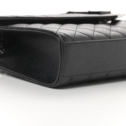 Saint Laurent Grain De Poudre Textured Mixed Matelasse Triquilt Medium Monogram Satchel Black 9 of 10