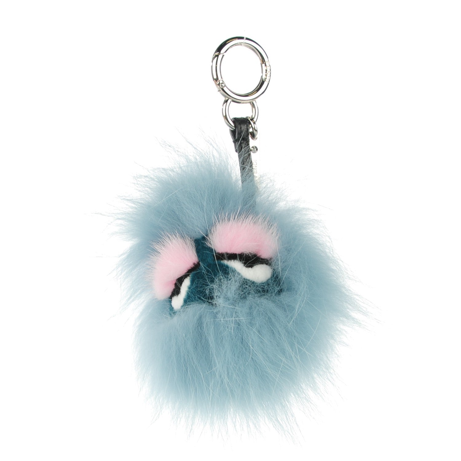 Fendi Fox Mink Rabbit Fur Vitello Flamingo Mini Monster Bag Bug Charm Lagoon Black Multicolor 1 of 6