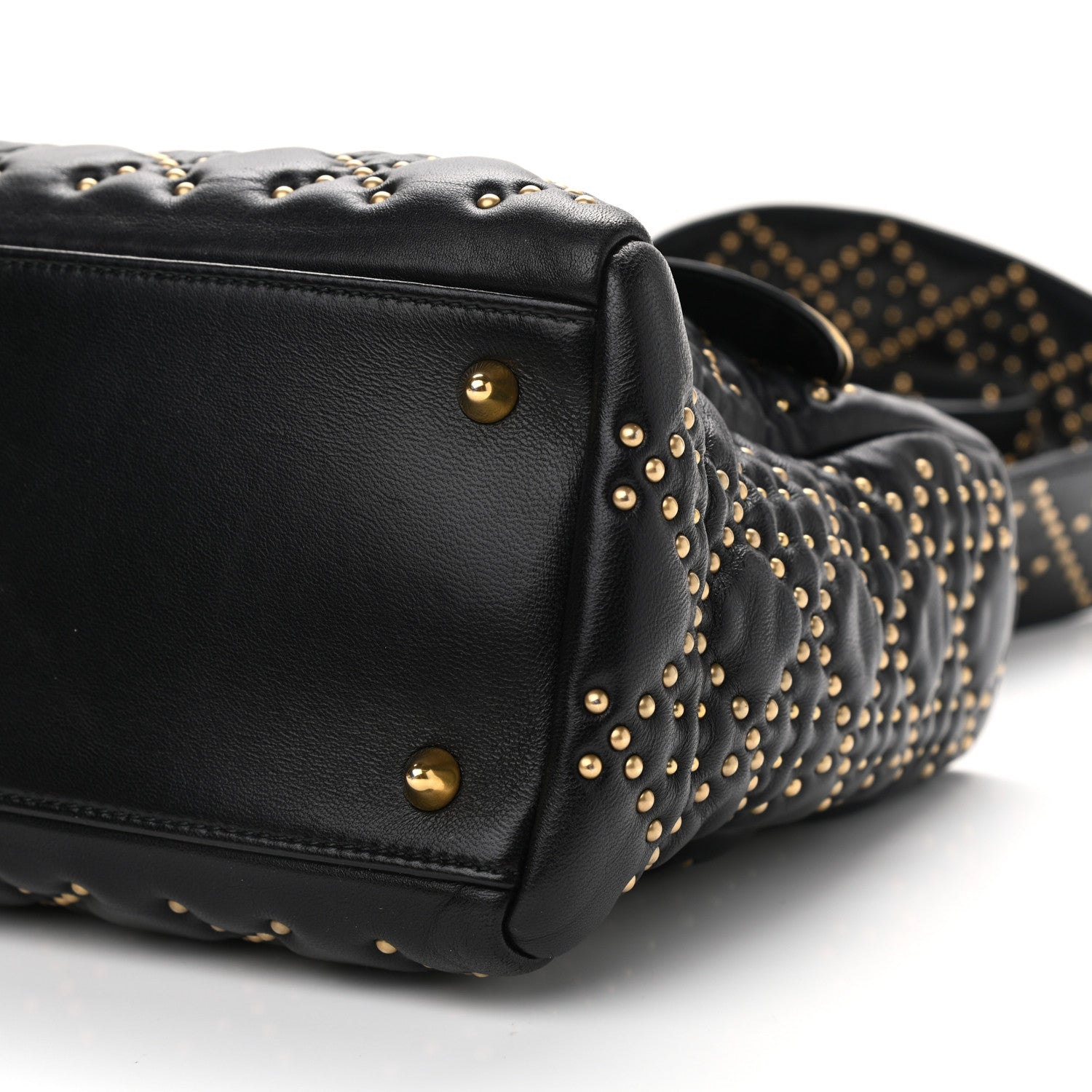 Christian Dior Lambskin Cannage Studded Medium Supple Lady Dior Black 10 of 11
