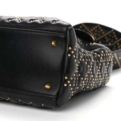 Christian Dior Lambskin Cannage Studded Medium Supple Lady Dior Black 10 of 11