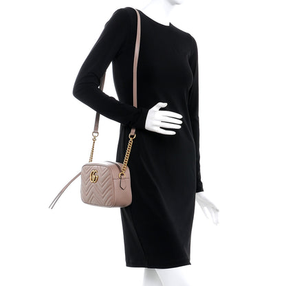 Gucci Calfskin Matelasse Small GG Marmont Chain Shoulder Bag Porcelain Rose 2 of 7