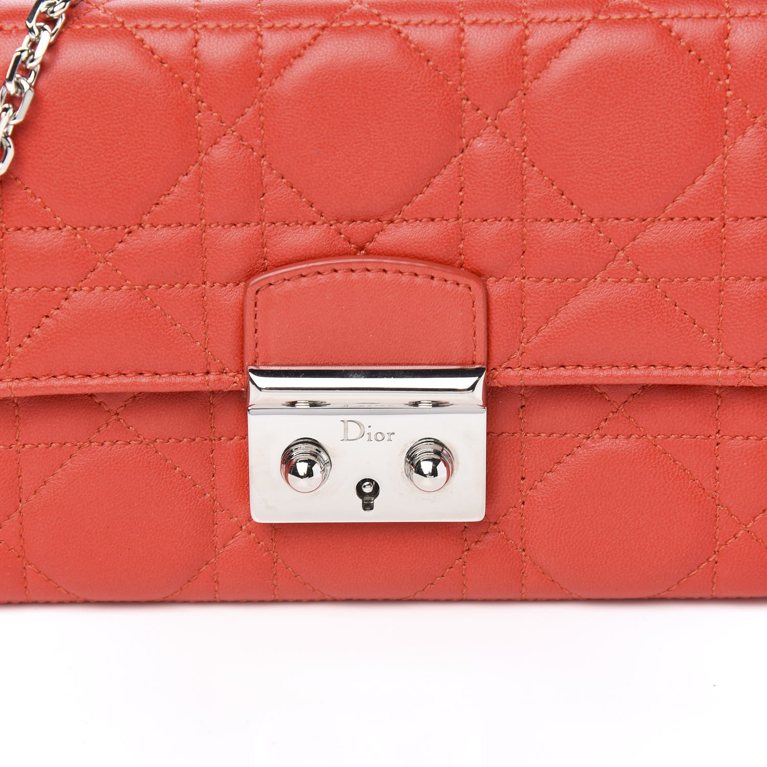 Christian Dior Lambskin Cannage Miss Dior Chain Wallet Red 10 of 10