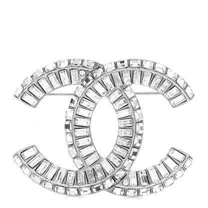 Chanel Baguette Crystal CC Brooch Silver 1 of 4