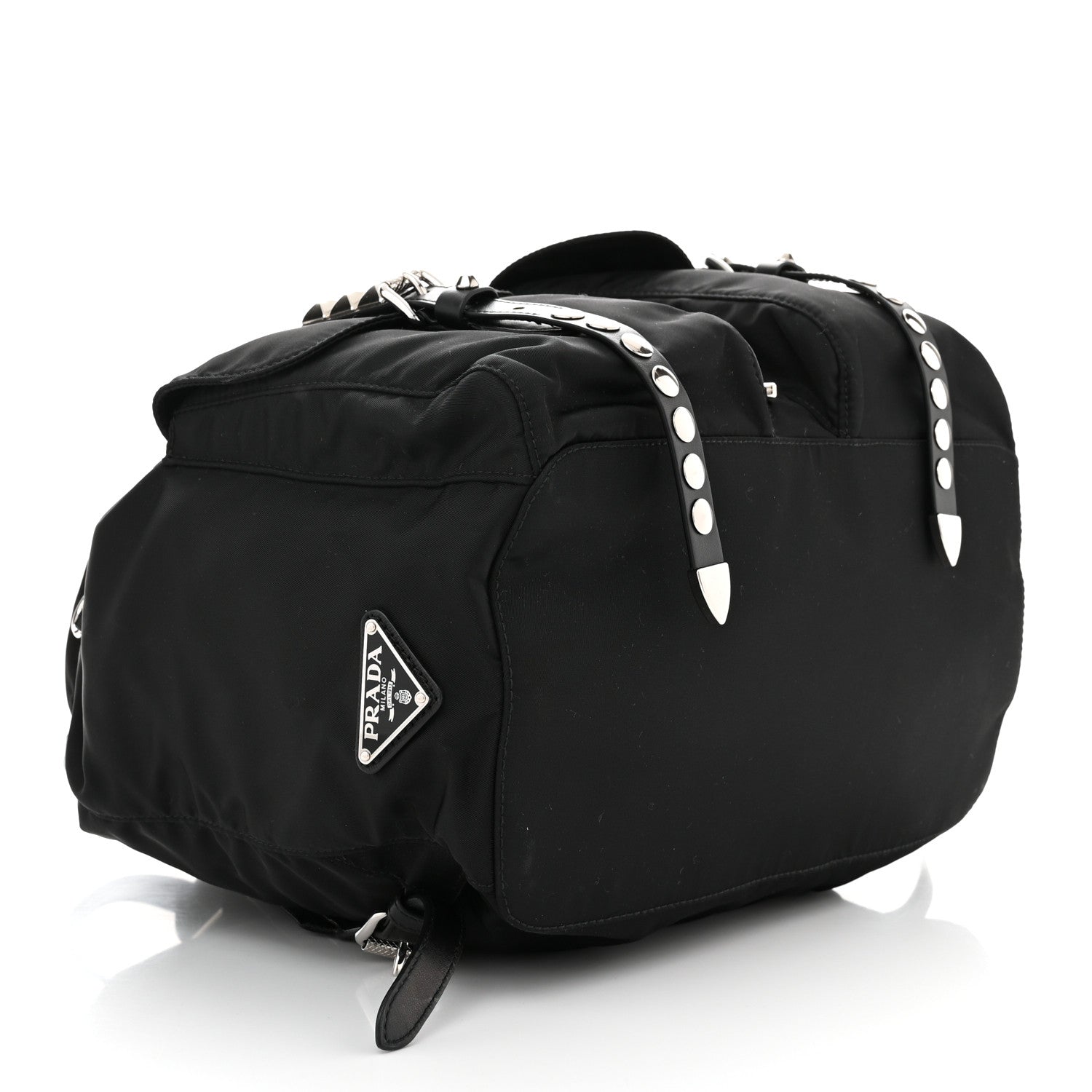 Prada Nylon New Vela Studded Backpack Black 4 of 9