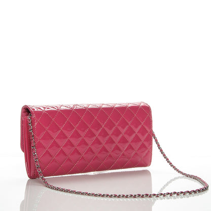 Chanel Patent Quilted Clutch Chain Flap Fuchsia 3 of 8