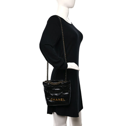 Chanel Shiny Calfskin Quilted Mini Chanel 22 Black 2 of 10