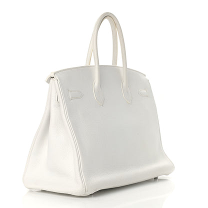 Hermes Taurillon Clemence Birkin 35 White 3 of 21
