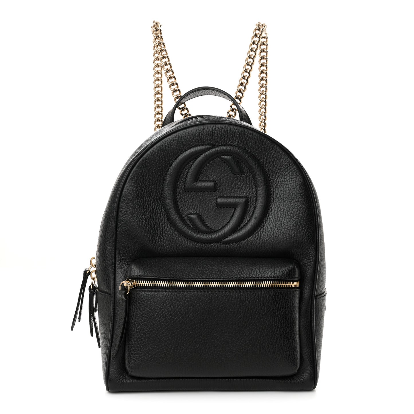 Pebbled Calfskin Soho Chain Backpack Black