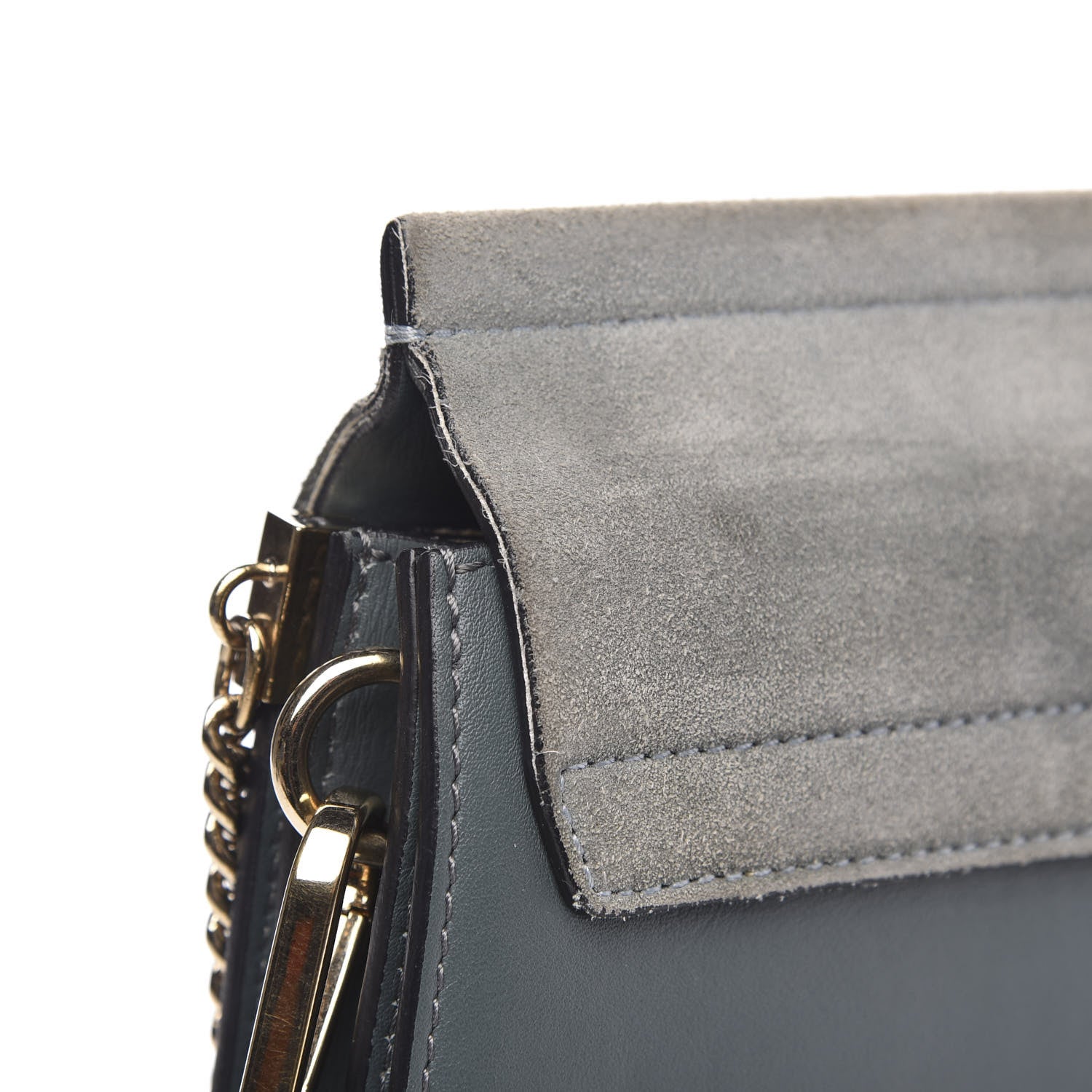 Chloe Suede Calfskin Medium Faye Shoulder Bag Cloudy Blue 13 of 16