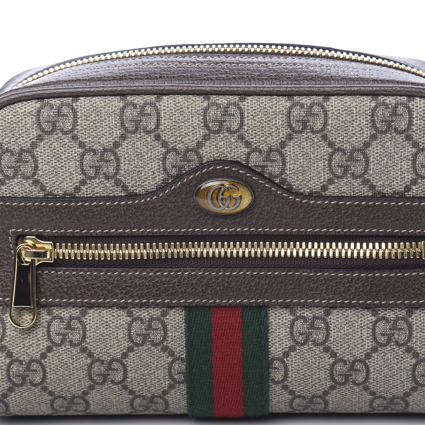 GG Supreme Monogram Web Small Ophidia Belt Bag 85 34 Dark Brown