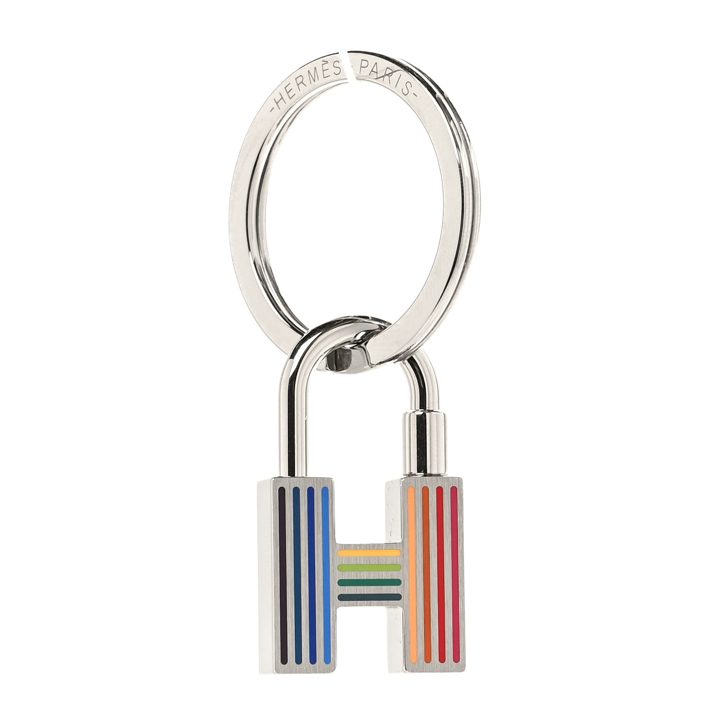 Lacquered Palladium Cadenas Quizz Rainbow Key Ring Multicolor