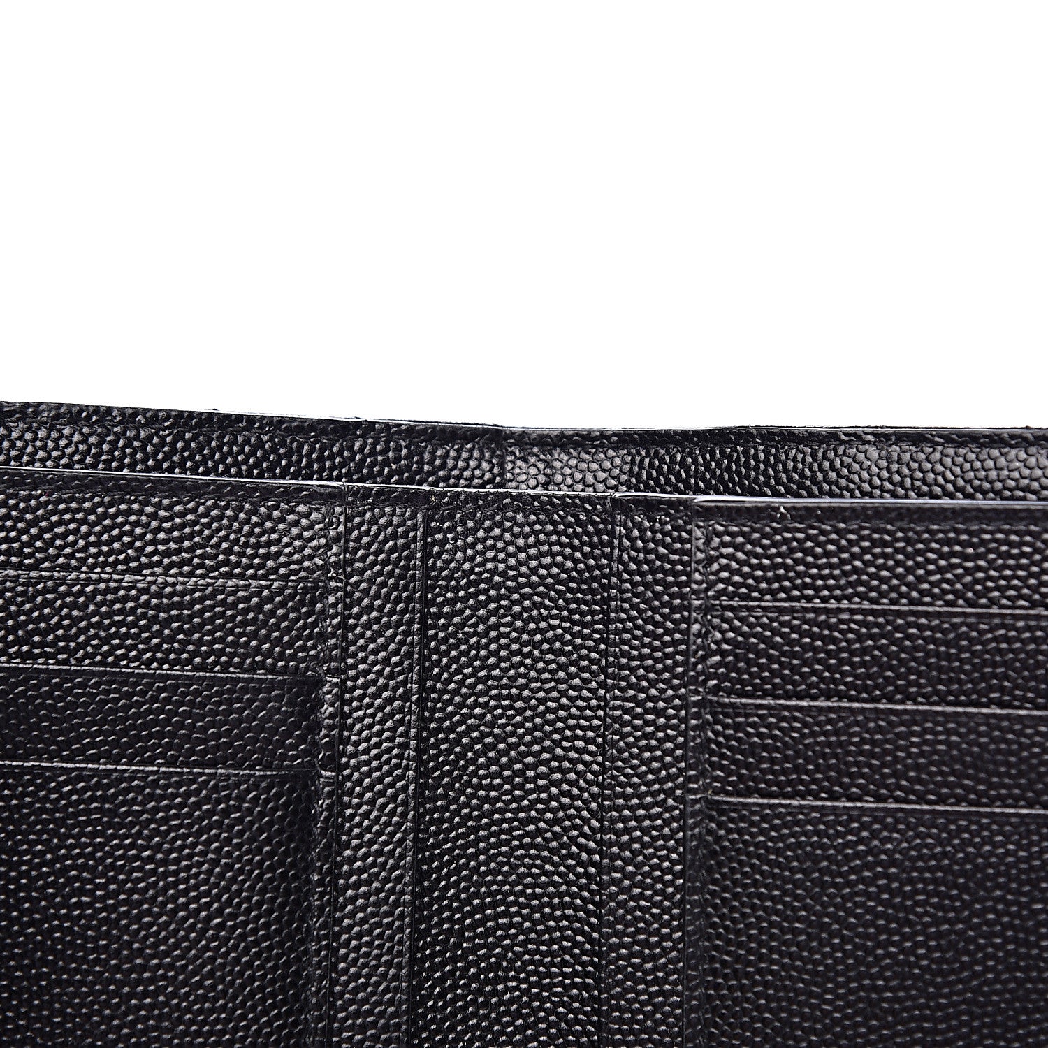 Saint Laurent Grain De Poudre Matelasse Chevron Monogram Compact Tri Fold Wallet Black 12 of 15
