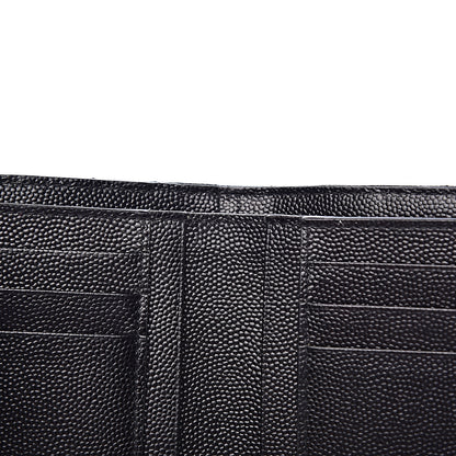 Saint Laurent Grain De Poudre Matelasse Chevron Monogram Compact Tri Fold Wallet Black 12 of 15